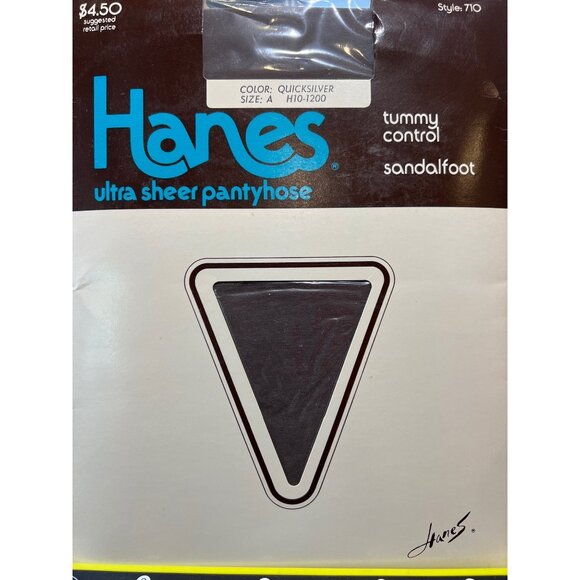 Hanes Other - Vintage Hanes Ultra Sheer Pantyhose Control Top Quicksilver Size A Sandalfoot